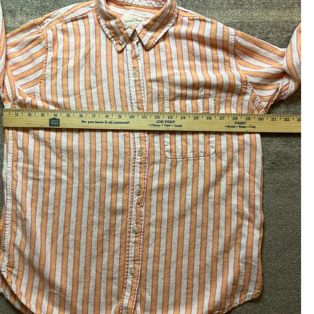 Universal Thread Womens Small Relaxed Fit Linen Striped Button Down Shirt Pink